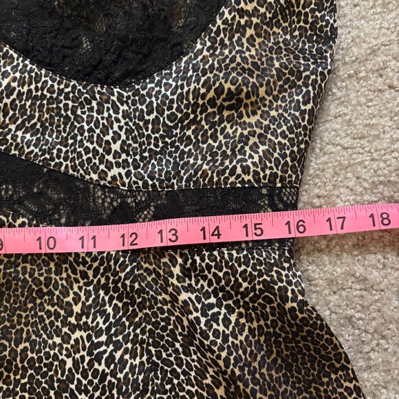 Nine West Leopard and Lace Satin Tank Top Size 10 Zipper Back Retro Fit - Picture 8 of 8